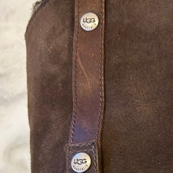 UGG, BROWN LEATHER & LAMBS WOOL SUEDE BOOTS SIZE 8 - Picture 6 of 6